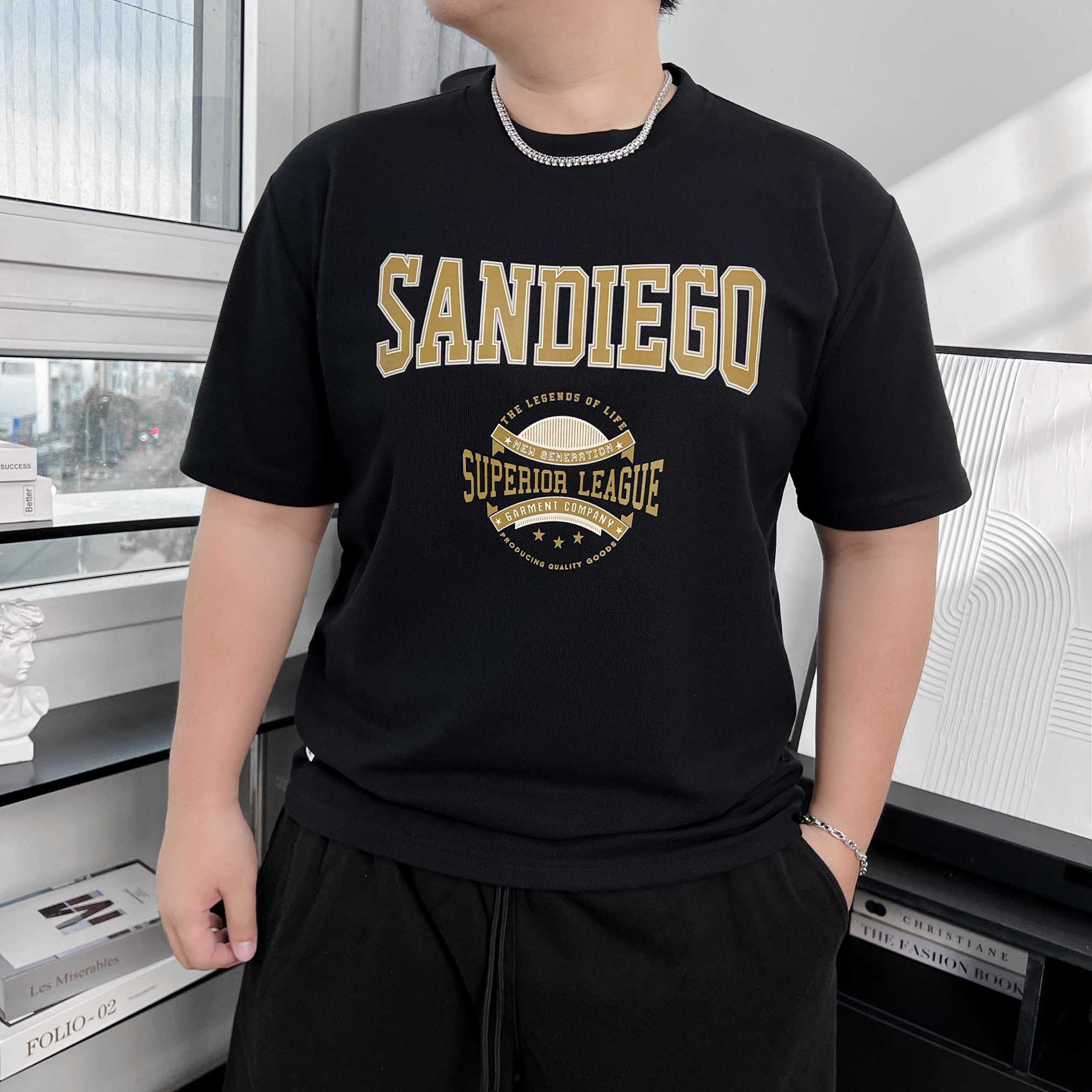 Áo Thun Big size In Sandiego Màu Đen