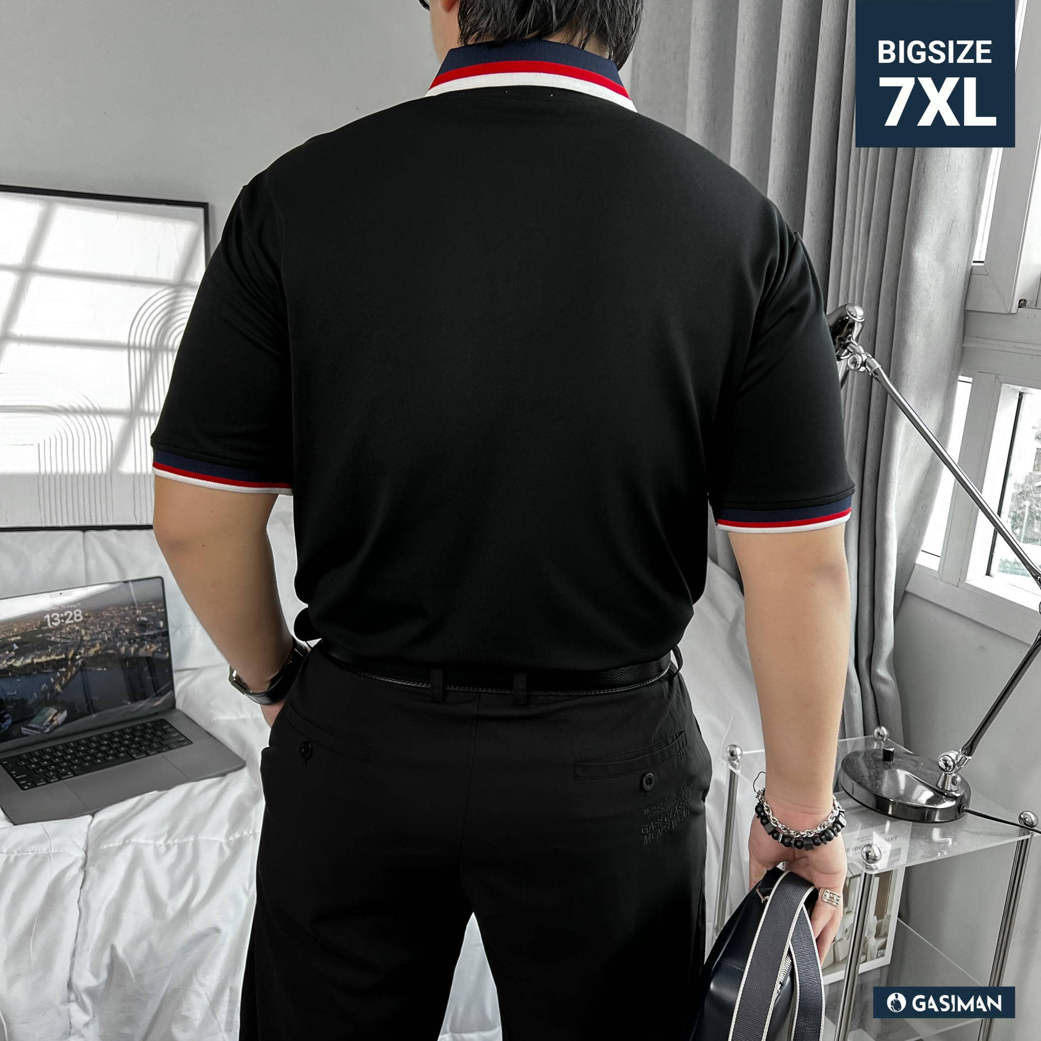 Áo Polo Bigsize Màu Đen Thêu Gấu Phối cổ 3 màu