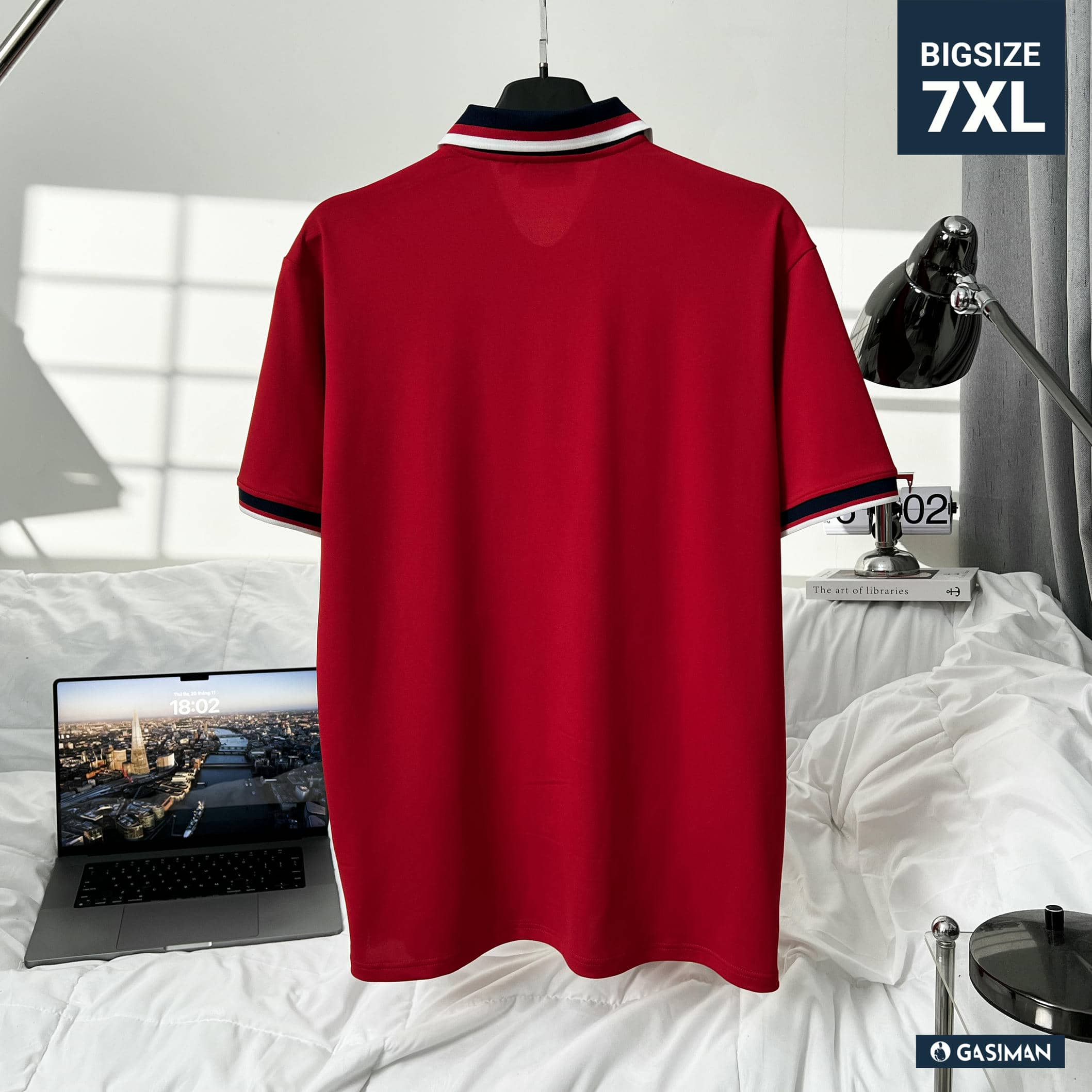 Áo Polo Bigsize Màu Đỏ Thêu Gấu Phối cổ 3 màu