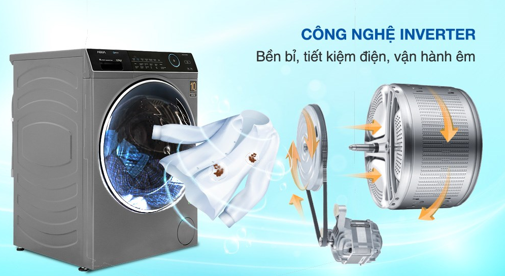 Máy giặt Aqua Inverter 12 kg AQD-A1200H PS Chính Hãng Mới 100%