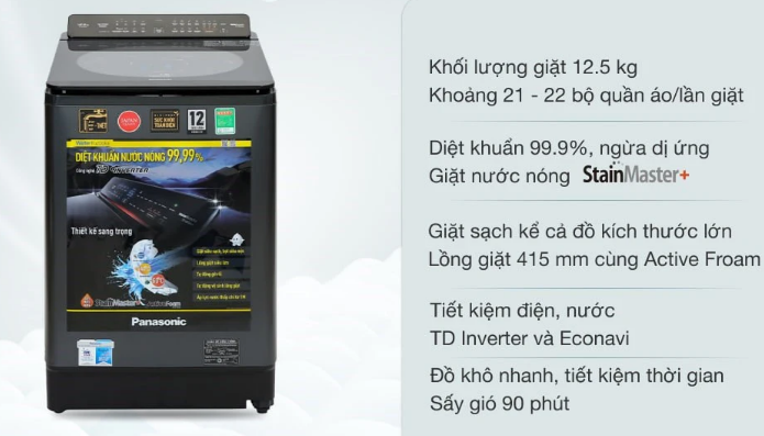 Máy giặt Panasonic Inverter 12.5 kg NA-FD125V1BV Giá Rẻ CHính Hãng