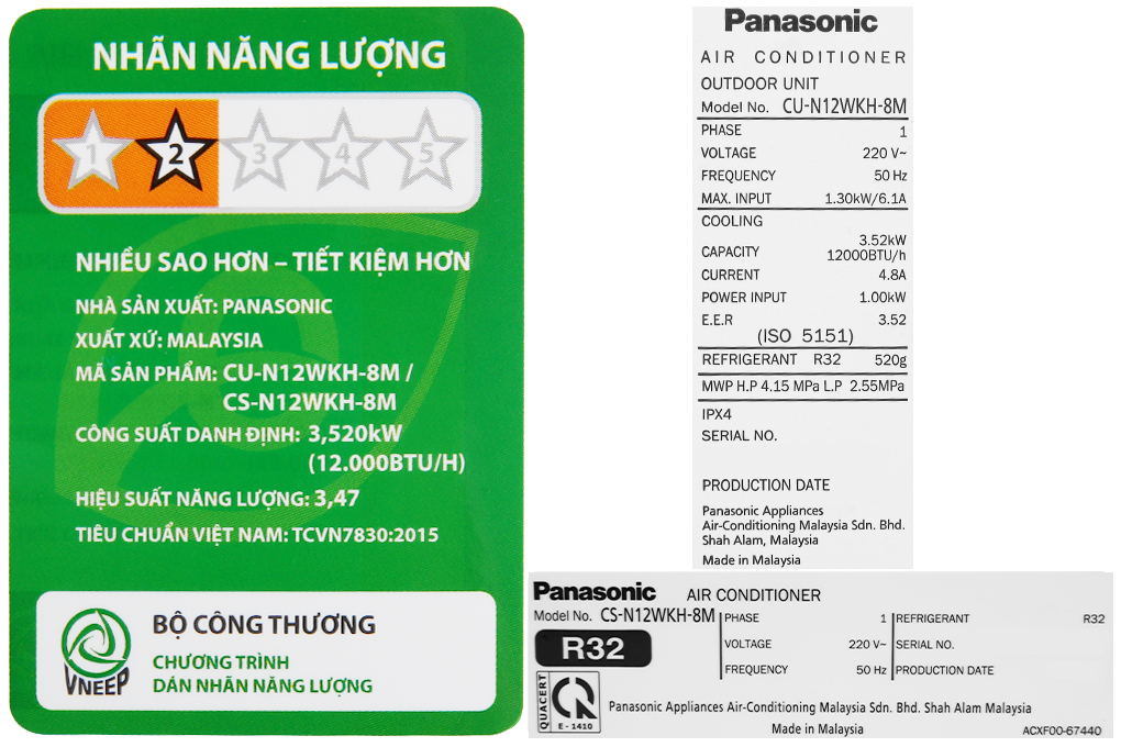 Điều hòa Panasonic 1.5 HP CU/CS-N12WKH-8M