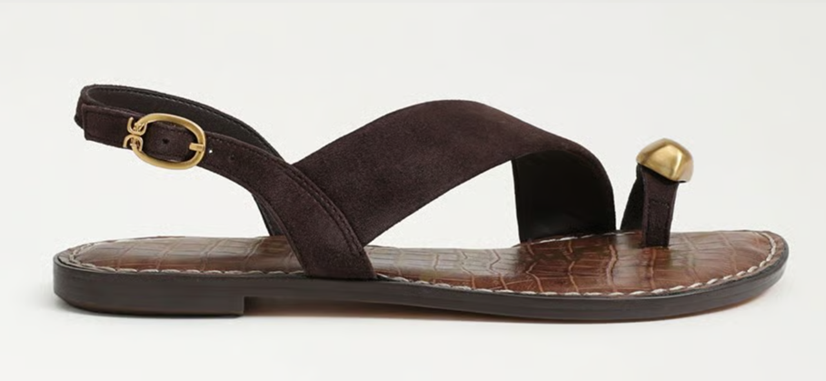 Sandal nữ VNXK Sam Edelman Grace Toe Strap Sandal Color Café Noir Suede - Giày nữ xuất dư Âu, Mỹ
