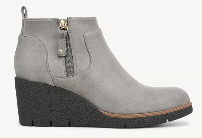 Boot nữ da thật Dr. Scholl's Women's Bianca Wedge Bootie Color Calm Grey Microfiber - Giày nữ xuất khẩu Âu, Mỹ