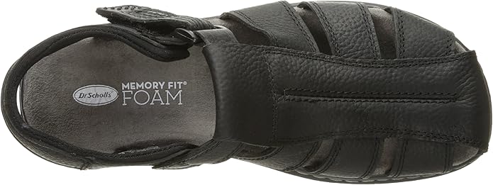 Sandal nam da thật Dr. Scholl's Mens Gaston Leather Casual Fisherman Sandals Black Leather - Giày nam xuất khẩu Âu, Mỹ