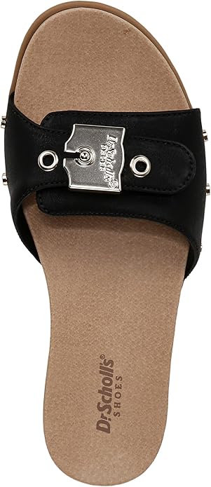 Dép nữ quai ngang Dr Scholl's Women Nice Iconic Flat Slide Sandals Black Faux Leather   - Giày dép xuất dư Mỹ, EU