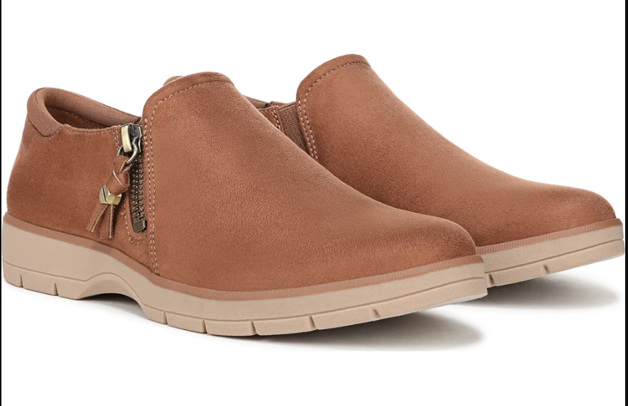 Giày nữ Dr. Scholl's Mocassins plats Nice Day Now Shootie Color Honey Brown Fabric  - Giày nữ xuất khẩu Âu, Mỹ
