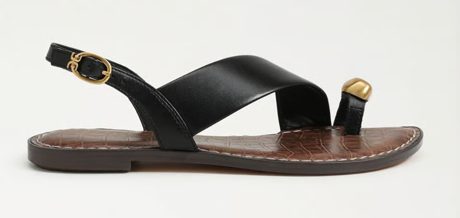 Sandal nữ VNXK Sam Edelman Grace Toe Strap Sandal Color Black Leather - Giày nữ xuất dư Âu, Mỹ