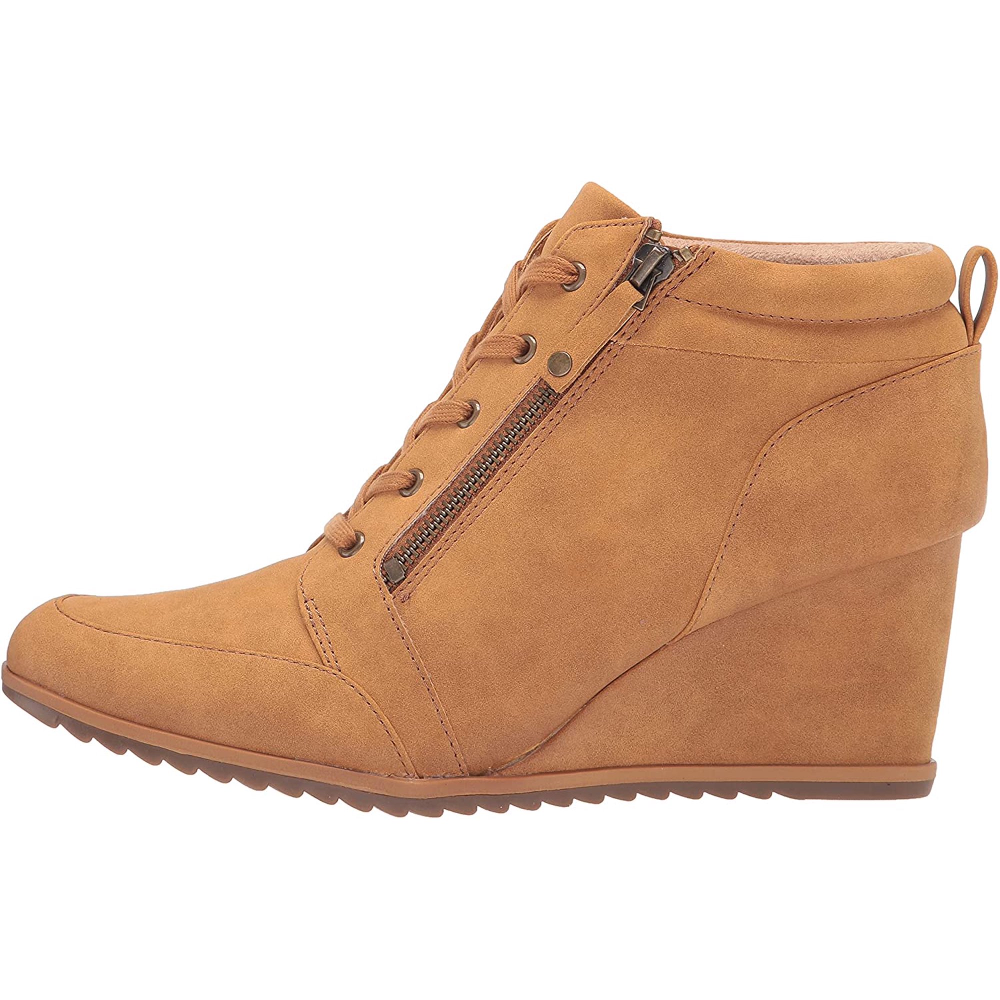 Boot nữ da thật SOUL Naturalizer Womens Haley-lace Ankle Boot Camel - Giày nữ xuất khẩu Âu, Mỹ