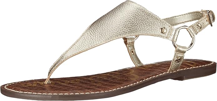 Sandal nữ Sam Edelman Women's Greta Flat Sandal Couleur Jute et cuir métallique. - Giày xuất Mỹ