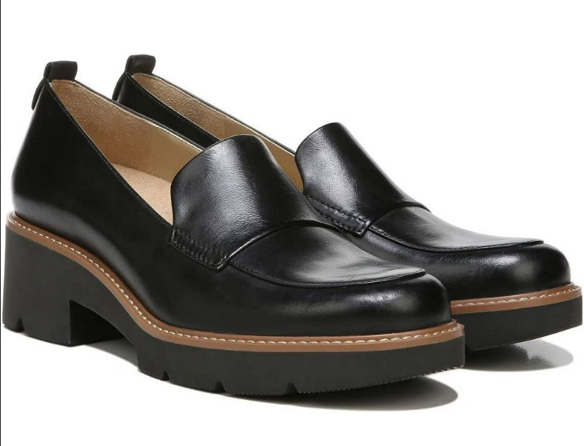 Giày nữ VNXK Naturalizer Women's Darry Lug Sole Heeled Loafer Black - Giày nữ xuất Mỹ, Âu