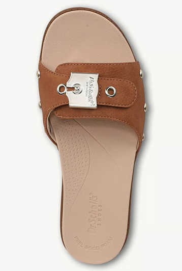 Sandal nữ Dr. Scholl's Women's So Original Slide Sandal Color Dark Brown Faux Leather- Giày xuất dư Mỹ
