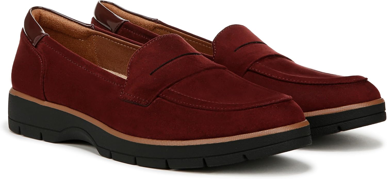 Giày nữ da bò thật VNXK Dr. Scholl's Shoes Women's Nice Day Loafer Color California Wine - Giày da xuất khẩu Mỹ
