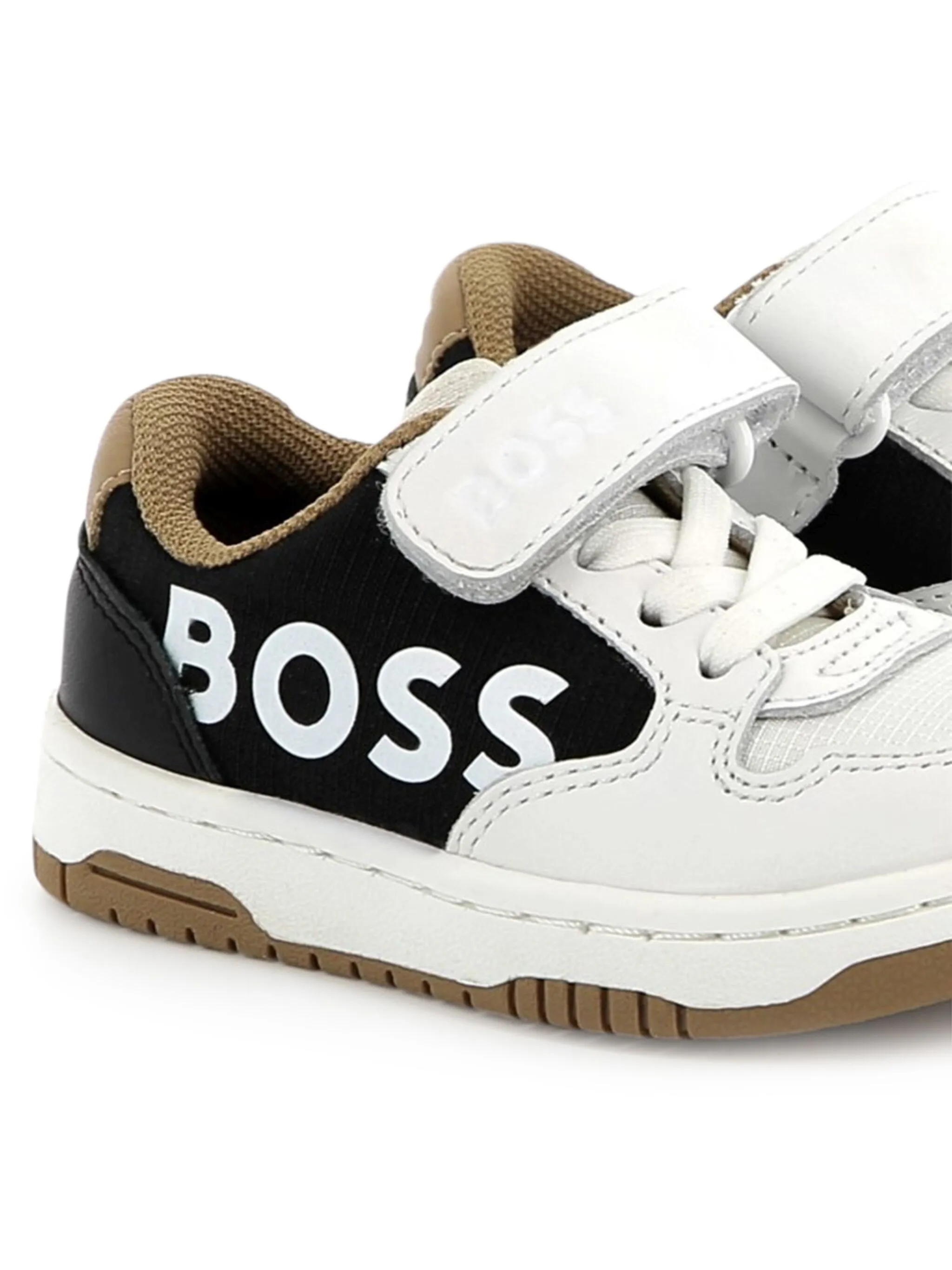 Giày Thể Thao Bé Trai Hugo Boss White Black Camel Velcro Sneaker J52160 – Hàng Xuất Dư Âu Mỹ, Giá Cực Sốc!