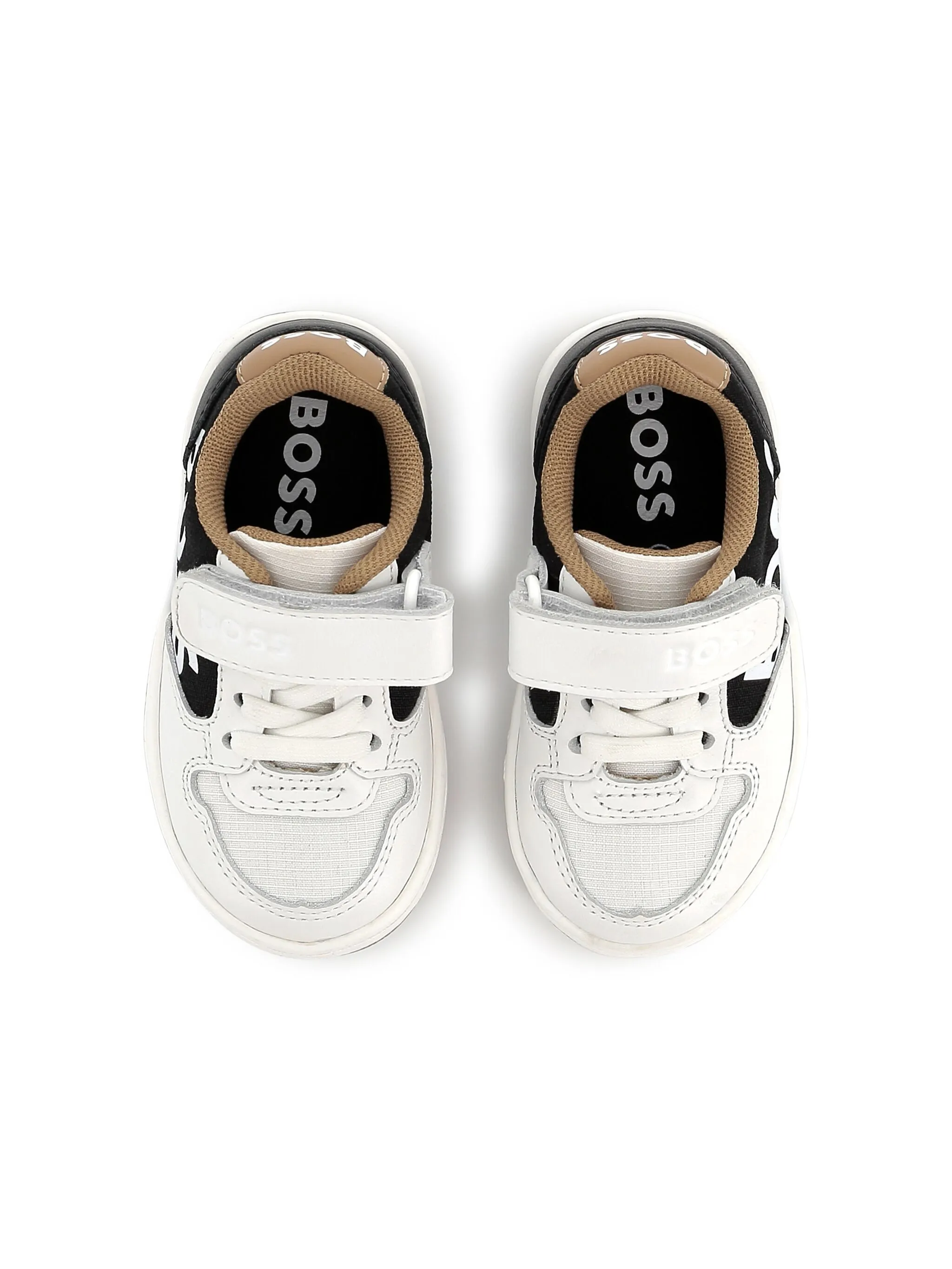 Giày Thể Thao Bé Trai Hugo Boss White Black Camel Velcro Sneaker J52160 – Hàng Xuất Dư Âu Mỹ, Giá Cực Sốc!