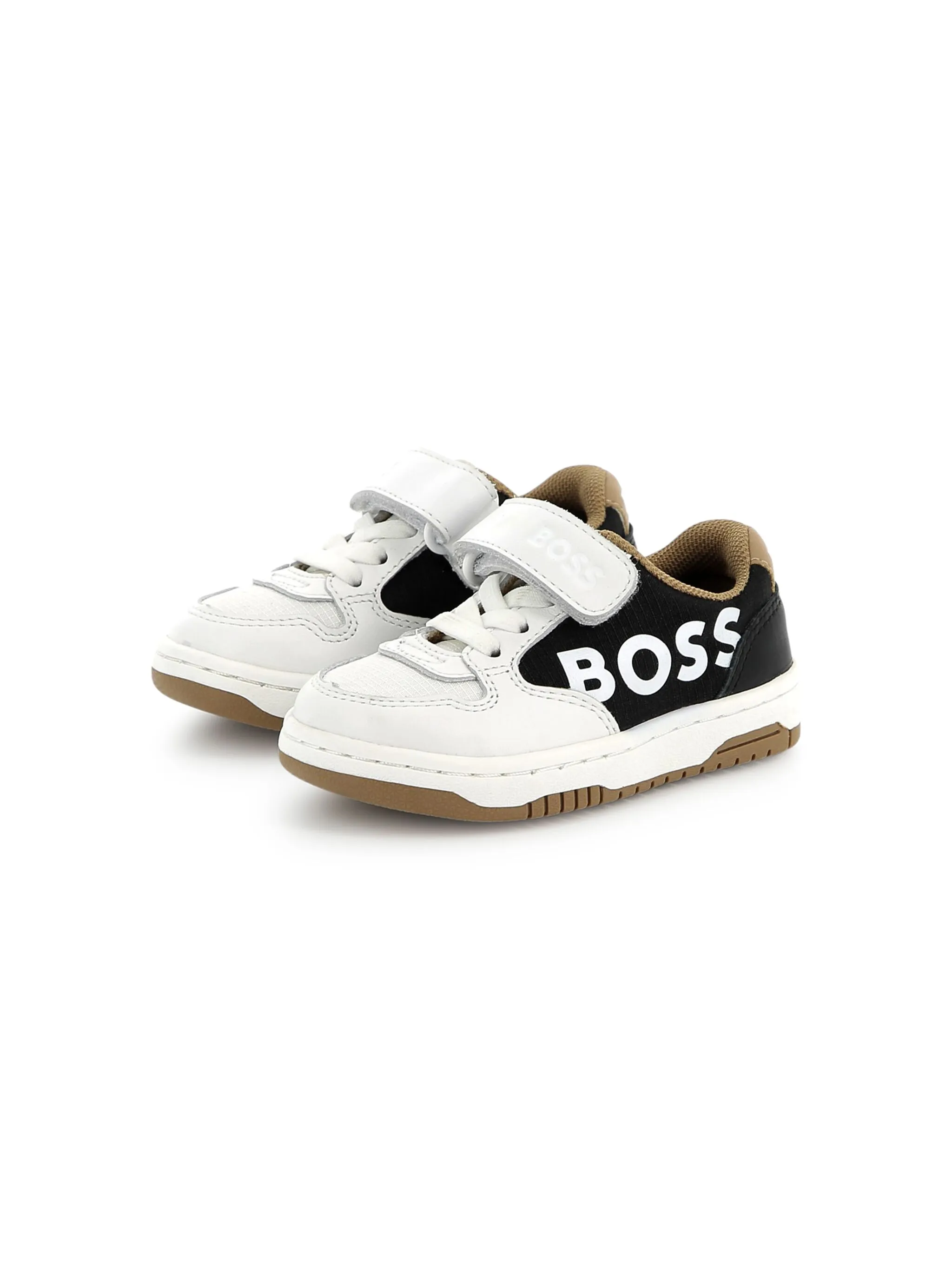 Giày Thể Thao Bé Trai Hugo Boss White Black Camel Velcro Sneaker J52160 – Hàng Xuất Dư Âu Mỹ, Giá Cực Sốc!