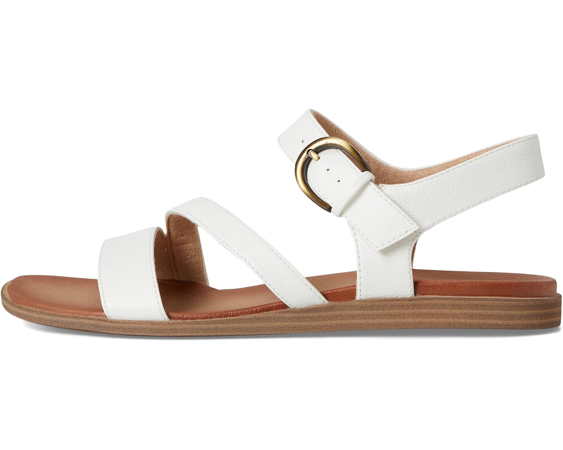 Sandal nữ Naturalizer womens Jayvee Strappy Flat Sandals Color White Faux Leather - Giày nữ xuất dư Âu, Mỹ