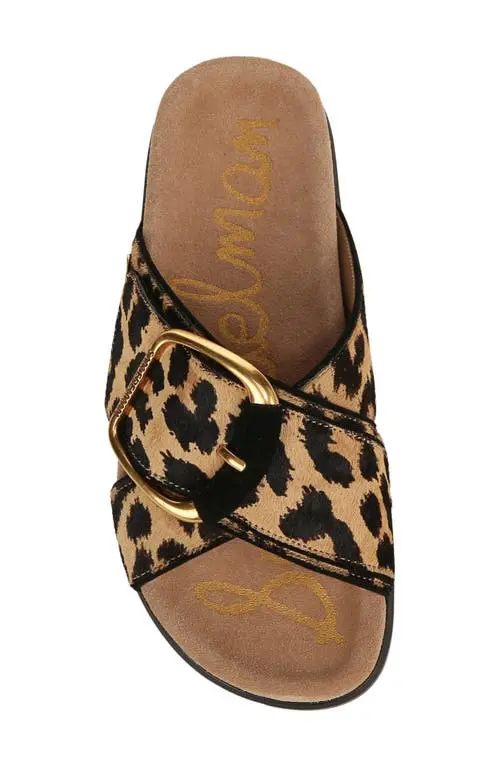 Sandal nữ Sam Edelman Womens darla slide sandal - cyprus tan multi calf hair - Giày xuất Mỹ