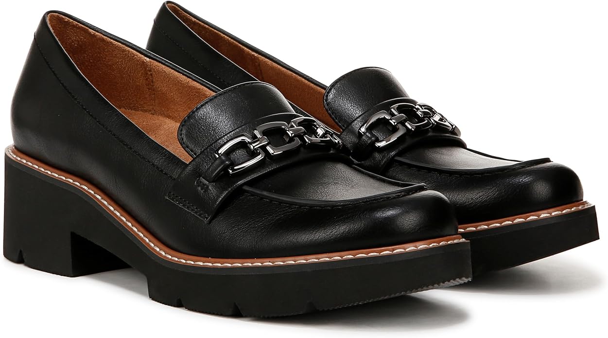 Giày nữ VNXK Naturalizer Womens Cabana Lug Sole Slip on Loafer Color Black Smooth - Giày nữ xuất Mỹ, Âu