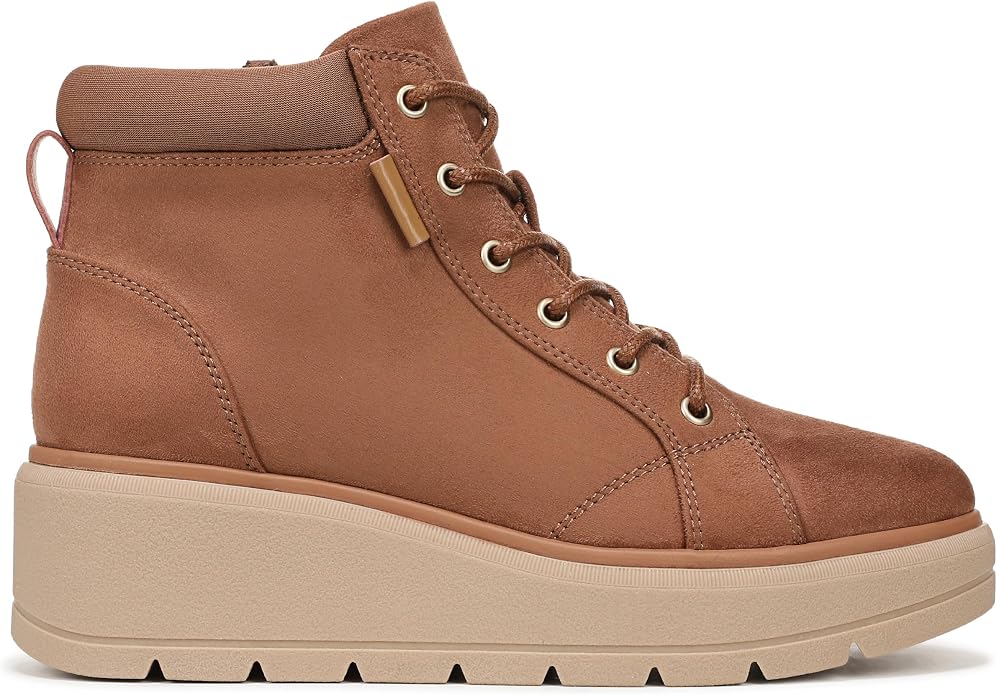 Boot nữ VNXK da bò thật Dr. Scholl's Nice Day Max Alpine Lace-Up Short Boots Color Honey Brown- Hàng xuất Mỹ