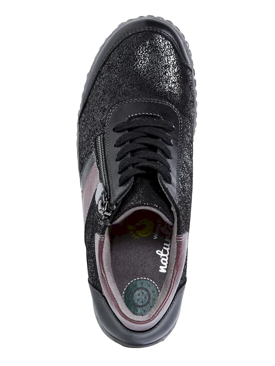 Giày nữ VNXK da thật sneaker Women in leather Naturläufer des gelobten Landes Vamos Schnurschuhe Schwarz – Schnuerschuhe - Giày da xuất dư sang Mỹ, Âu
