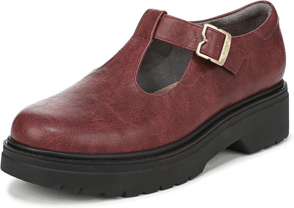 Giày nữ da bò thật VNXK Dr. Scholl's Bring It Jane Mary Jane Shoe, Burgundy Dark Red - Giày da xuất khẩu Mỹ
