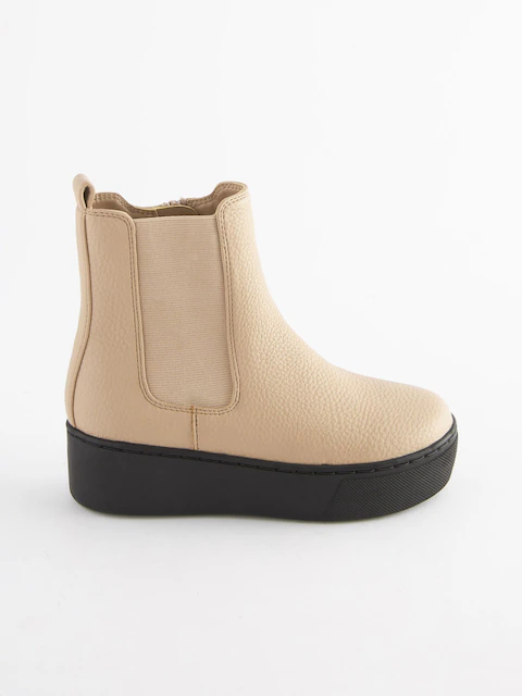Boot nữ da thật Next Nude Pink Chunky Chelsea Boots - Giày da xuất dư sang Mỹ