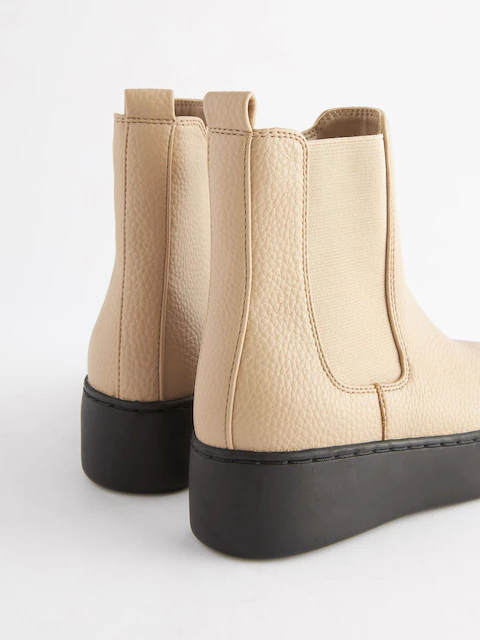 Boot nữ da thật Next Nude Pink Chunky Chelsea Boots - Giày da xuất dư sang Mỹ