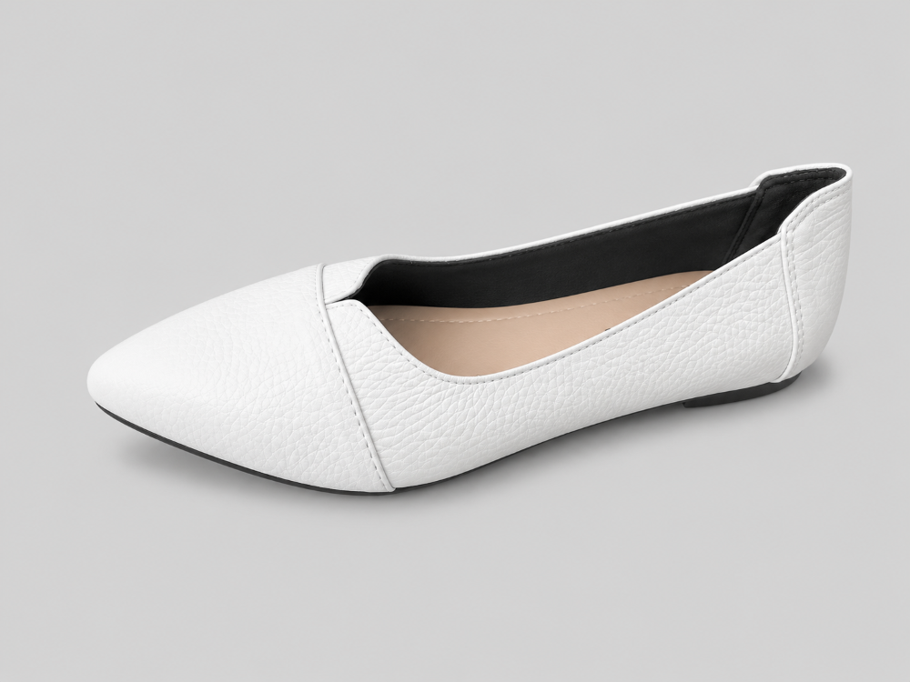 Giày búp bê nữ da bò thật VNXK Womens Flexy Flat White Leather mềm và êm - Giày nữ xuất Mỹ, Âu