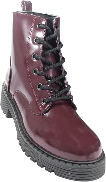 Boot nữ cổ ngắn da thật Next màu đỏ đậm - Giày da xuất dư sang Mỹ