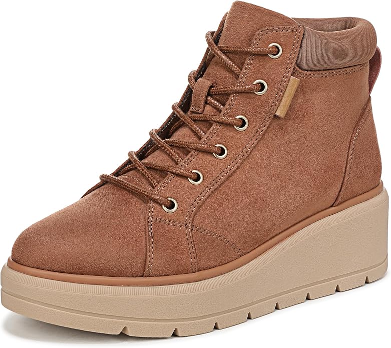 Boot nữ VNXK da bò thật Dr. Scholl's Nice Day Max Alpine Lace-Up Short Boots Color Honey Brown- Hàng xuất Mỹ