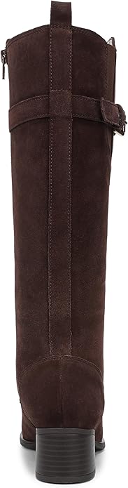 Boot nữ Naturalizer Women's Kenna Wide Calf Western Boot Color Chocolate Bar Brown Suede  - Giày nữ xuất khẩu Âu, Mỹ