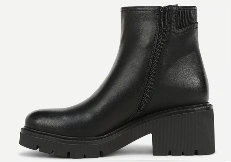 Boot cao cổ nữ da thật Naturalizer Janet Water Repellent Platform Bootie Color Black Embossed Leather- Giày nữ xuất khẩu Âu, Mỹ