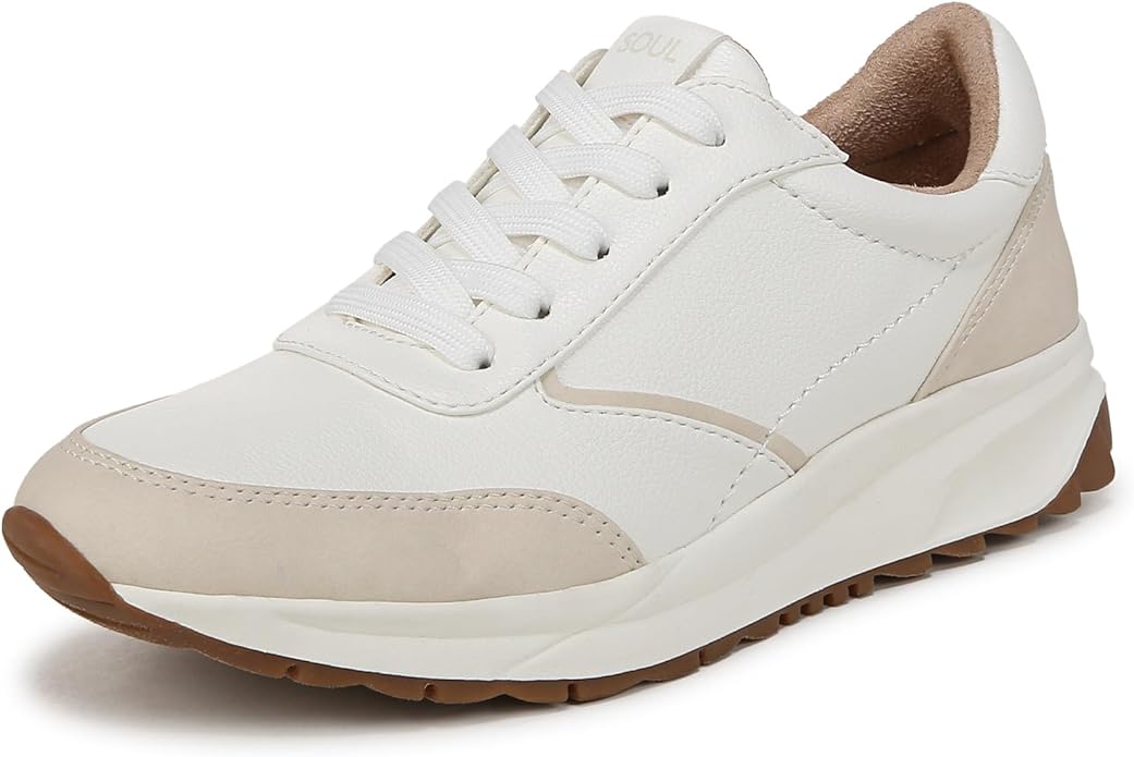 Giày nữ VNXK SOUL Naturalizer Womens Jackson Lace Up Sneakers Color White/Beige - Giày nữ xuất Mỹ, Âu