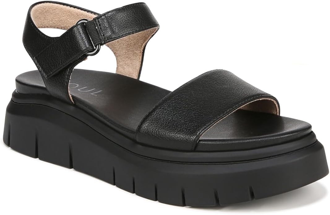 Sandal nữ Naturalizer Womens Sandales plates Poppi avec sangles de cheville pour femme Color Black - Giày nữ xuất dư Âu, Mỹ