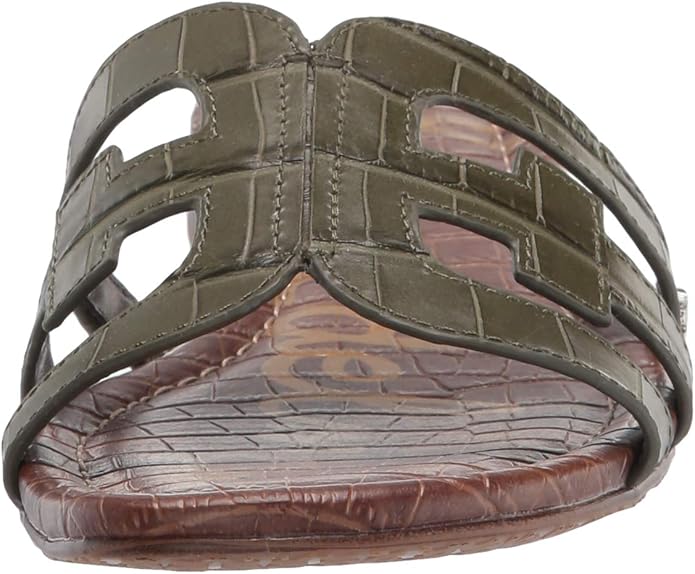 Dép sandal nữ Sam Edelman Women's Bay Flat Sandal, Granite Green - Giầy xuất khẩu Âu, Mỹ