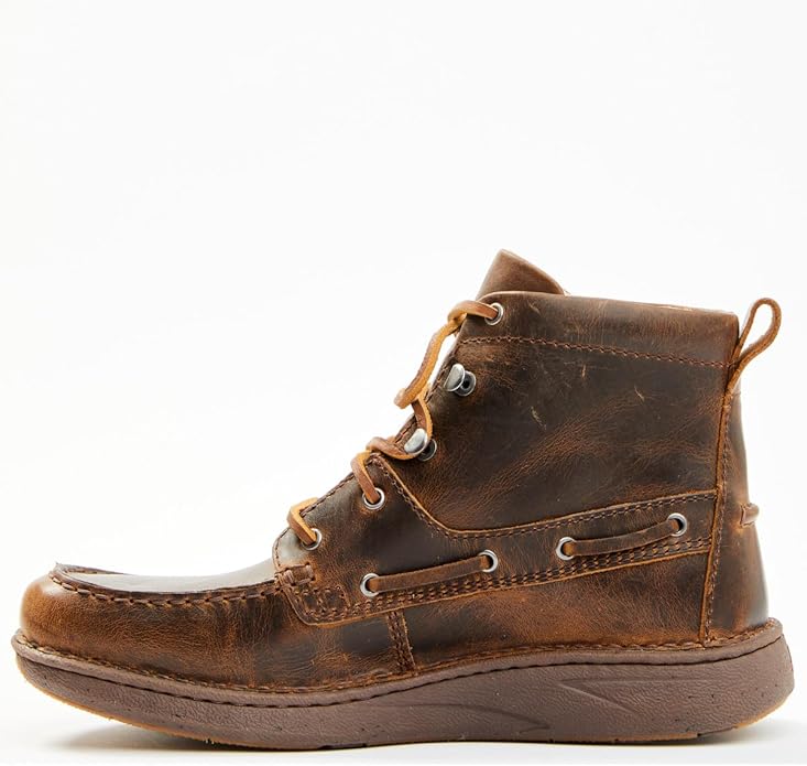 Giày cao cổ nam da thật chống nước, đế cách điện và chống đinh Justin Men's Hazer Casual Lace-Up Lacer Shoe Moc Toe - Giày nam xuất khẩu Mỹ