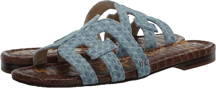 Sandal nữ Sam Edelman Women's Bay Slide Sandal Color Montrose Blue Denim - Giày nữ xuất dư Âu, Mỹ