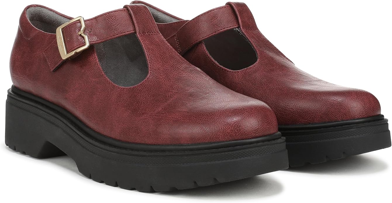 Giày nữ da bò thật VNXK Dr. Scholl's Bring It Jane Mary Jane Shoe, Burgundy Dark Red - Giày da xuất khẩu Mỹ