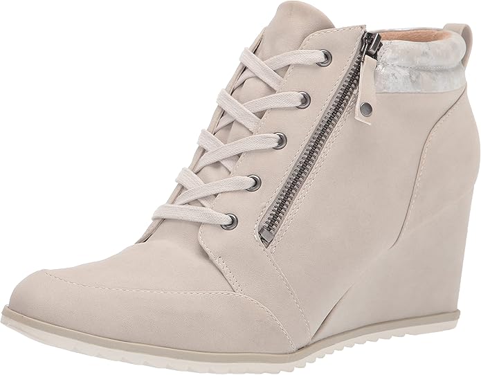 Boot nữ da thật SOUL Naturalizer Women's Haley-lace Ankle Boot màu nâu trắng - Giày nữ xuất khẩu Âu, Mỹ