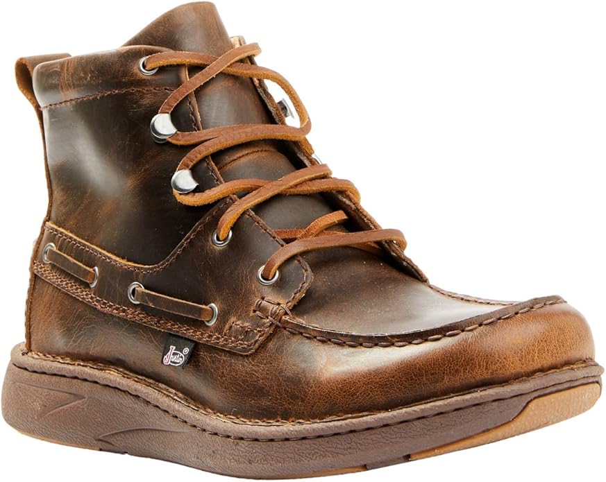 Giày cao cổ nam da thật chống nước, đế cách điện và chống đinh Justin Men's Hazer Casual Lace-Up Lacer Shoe Moc Toe - Giày nam xuất khẩu Mỹ