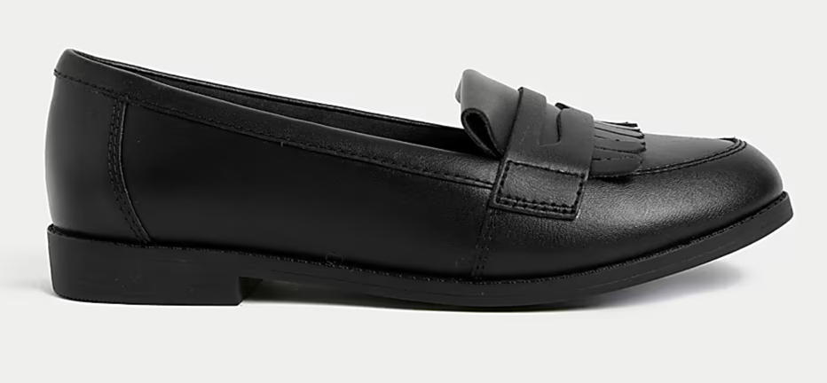 Giày nữ M&S Leather School Loafers Color Black Leather  - Giày nữ xuất Âu, Mỹ