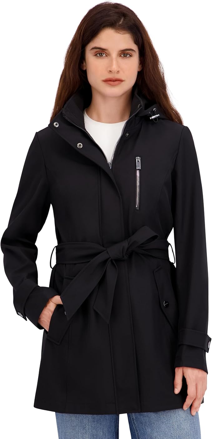 Áo Khoác Nữ Xuất Dư Âu, Mỹ Nautica Bonded Rain Jacket With Belt – Chống Thấm, Chống Gió, Sang Trọng, Thanh Lịch
