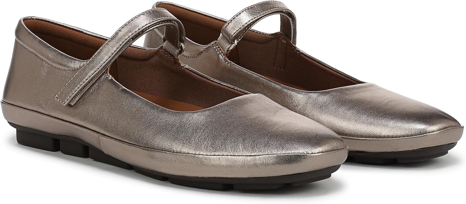 Giày búp bê nữ Naturalizer Women's Behold Mary Jane Ballet Flat Color: Warm Silver Leather - Giày nữ xuất Mỹ, Âu