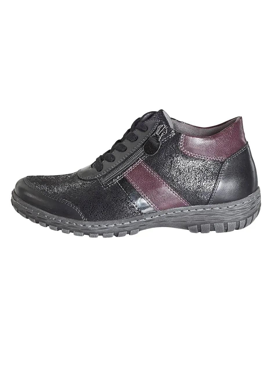 Giày nữ VNXK da thật sneaker Women in leather Naturläufer des gelobten Landes Vamos Schnurschuhe Schwarz – Schnuerschuhe - Giày da xuất dư sang Mỹ, Âu
