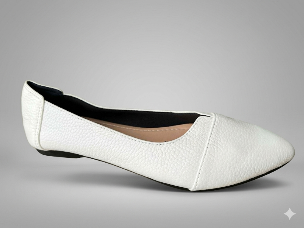 Giày búp bê nữ da bò thật VNXK Womens Flexy Flat White Leather mềm và êm - Giày nữ xuất Mỹ, Âu
