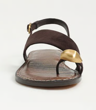 Sandal nữ VNXK Sam Edelman Grace Toe Strap Sandal Color Café Noir Suede - Giày nữ xuất dư Âu, Mỹ