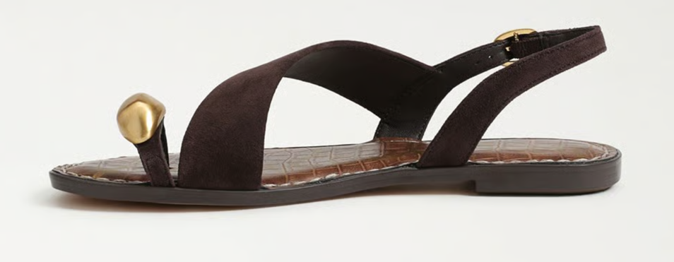 Sandal nữ VNXK Sam Edelman Grace Toe Strap Sandal Color Café Noir Suede - Giày nữ xuất dư Âu, Mỹ
