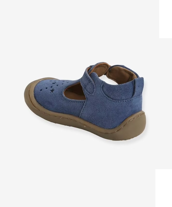 Giày Trẻ Em Vertbaudet Soft Leather Pram Shoes – Denim Blue, Chính Hãng Xuất Dư