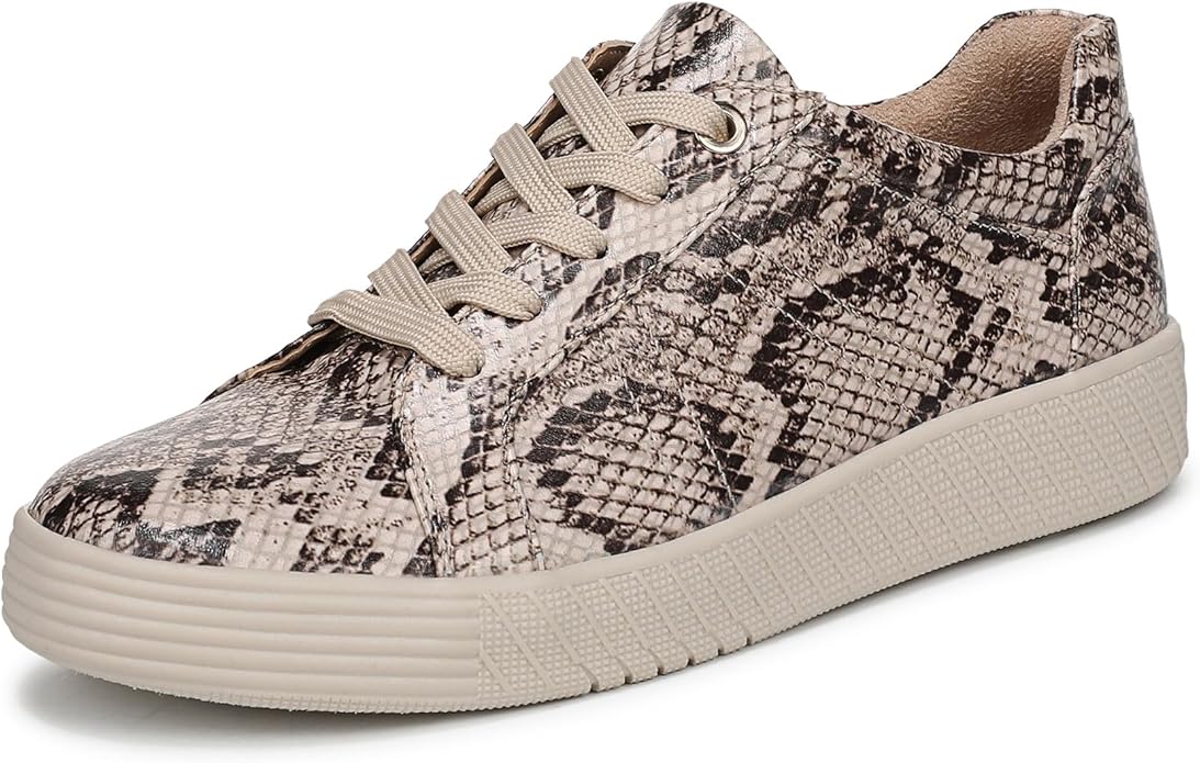 Giày nữ VNXK Naturalizer Women's Neela Lace Up Sneaker Color Beige Snake Print - Giày xuất Mỹ, Âu